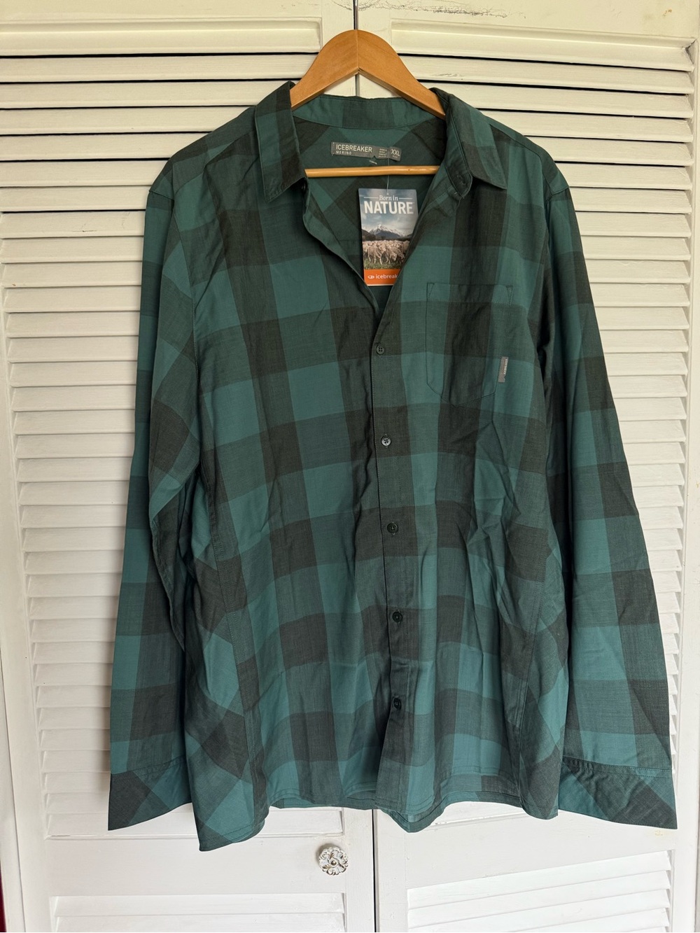 Icebreaker Teal and Black Plaid Casual Button-Down Shirt